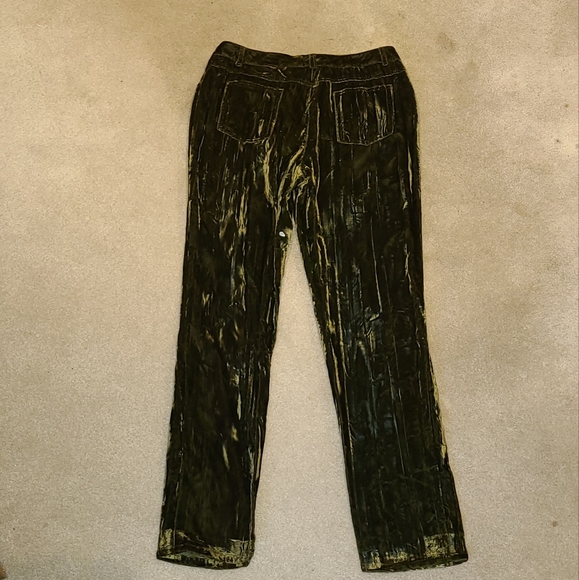 90's Grunge Deep Green Velor Pants - Picture 4 of 8
